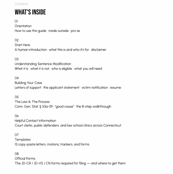 Full table of contents for Inside Line: Volume One &mdash; Sentence Modification